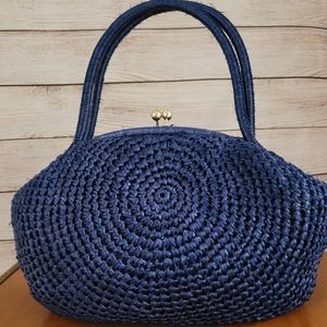 Cute, blue woven handbag